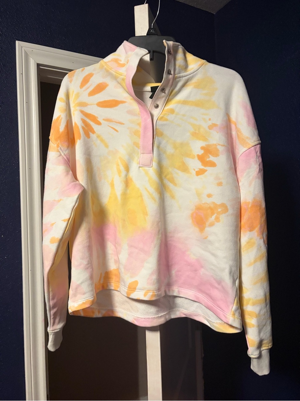 wild fable Tie-Dye Snap Henley Sweatshirt - Pink, Yellow, Orange